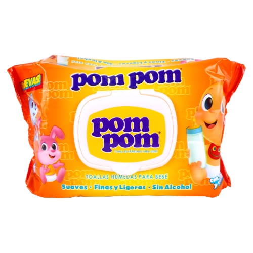 TOALLA HUMEDA POM POM(naranja)
